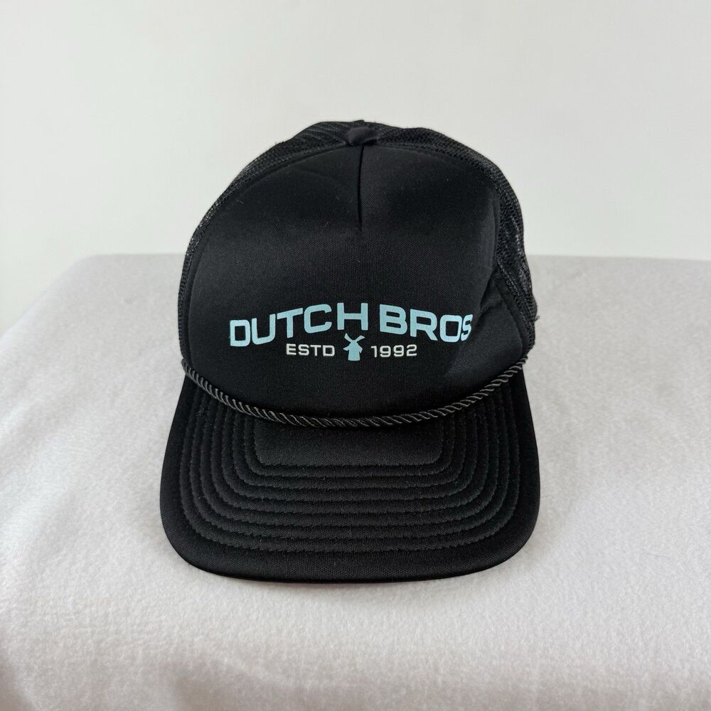 Dutch Bros PNW Adult One Size Black Logo Foam Mesh Trucker Baseball Hat Cap‎